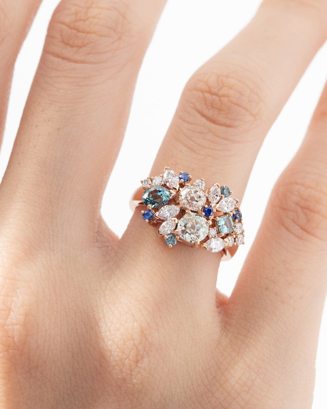 fiancailles saphirs et diamants florales