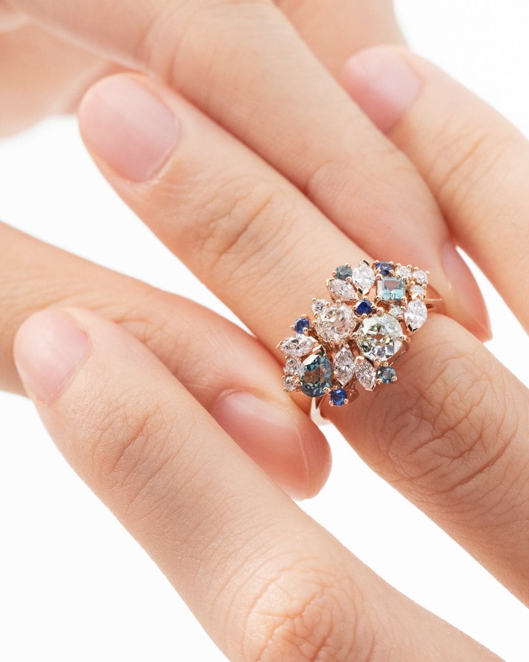 fiancailles saphirs et diamants florales