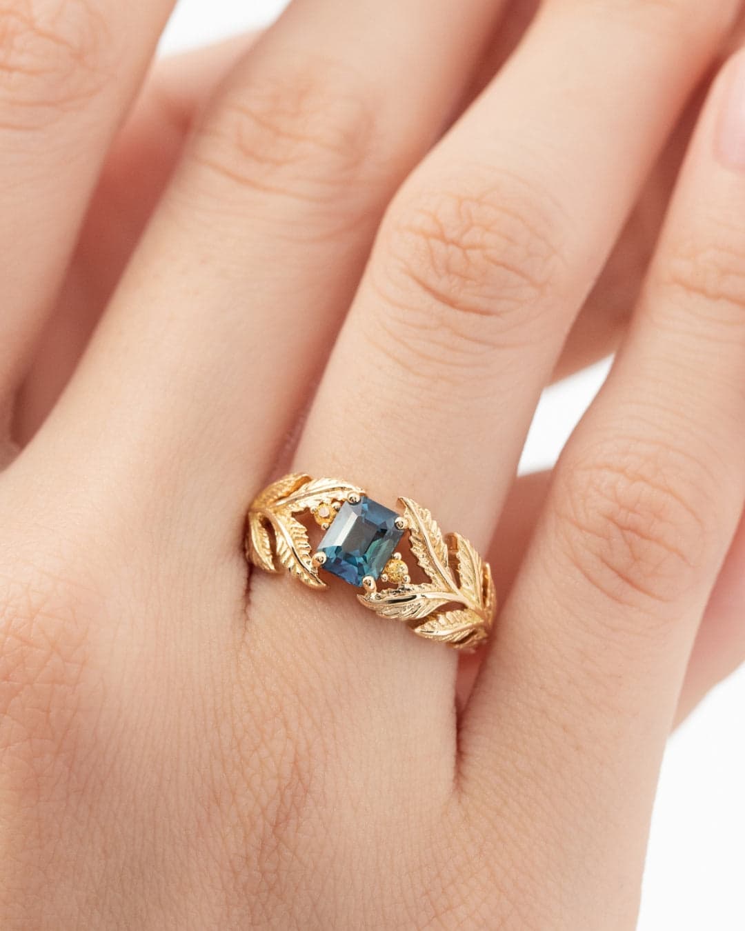 bague style floral saphir teal