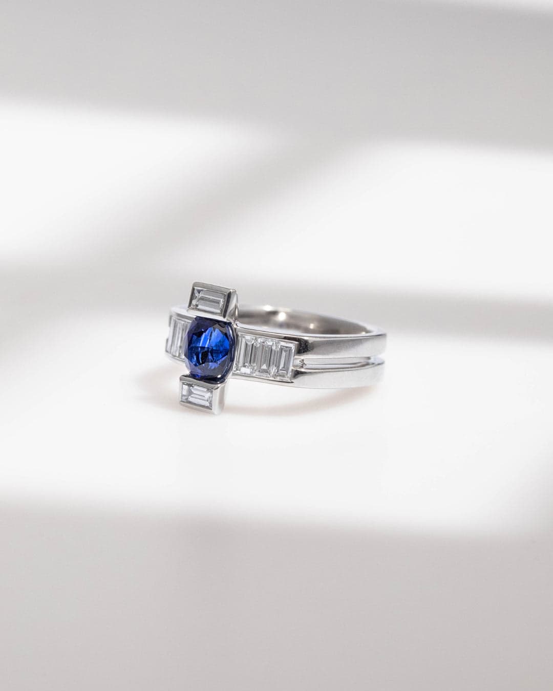 bague art deco saphir bleu madagascar