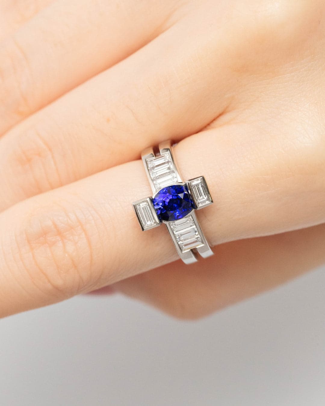 bague art deco saphir bleu madagascar