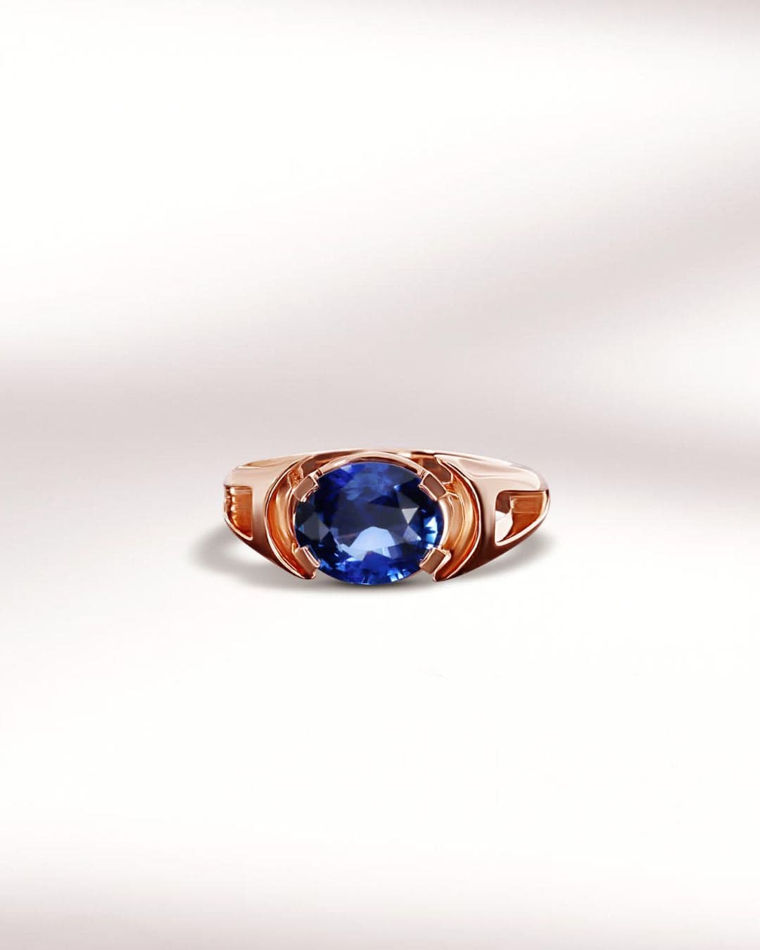 bague moderne saphir bleu or rose