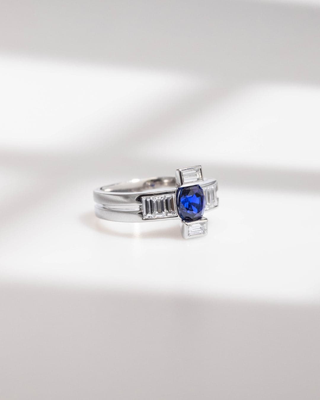 bague art deco saphir bleu madagascar