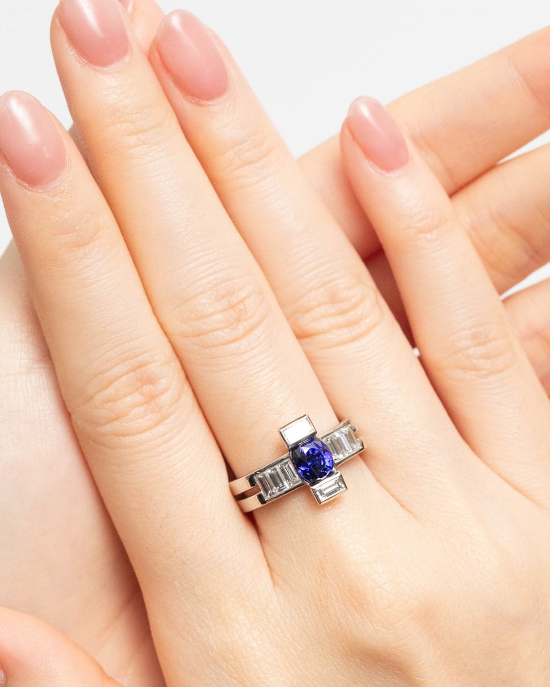 bague art deco saphir bleu madagascar