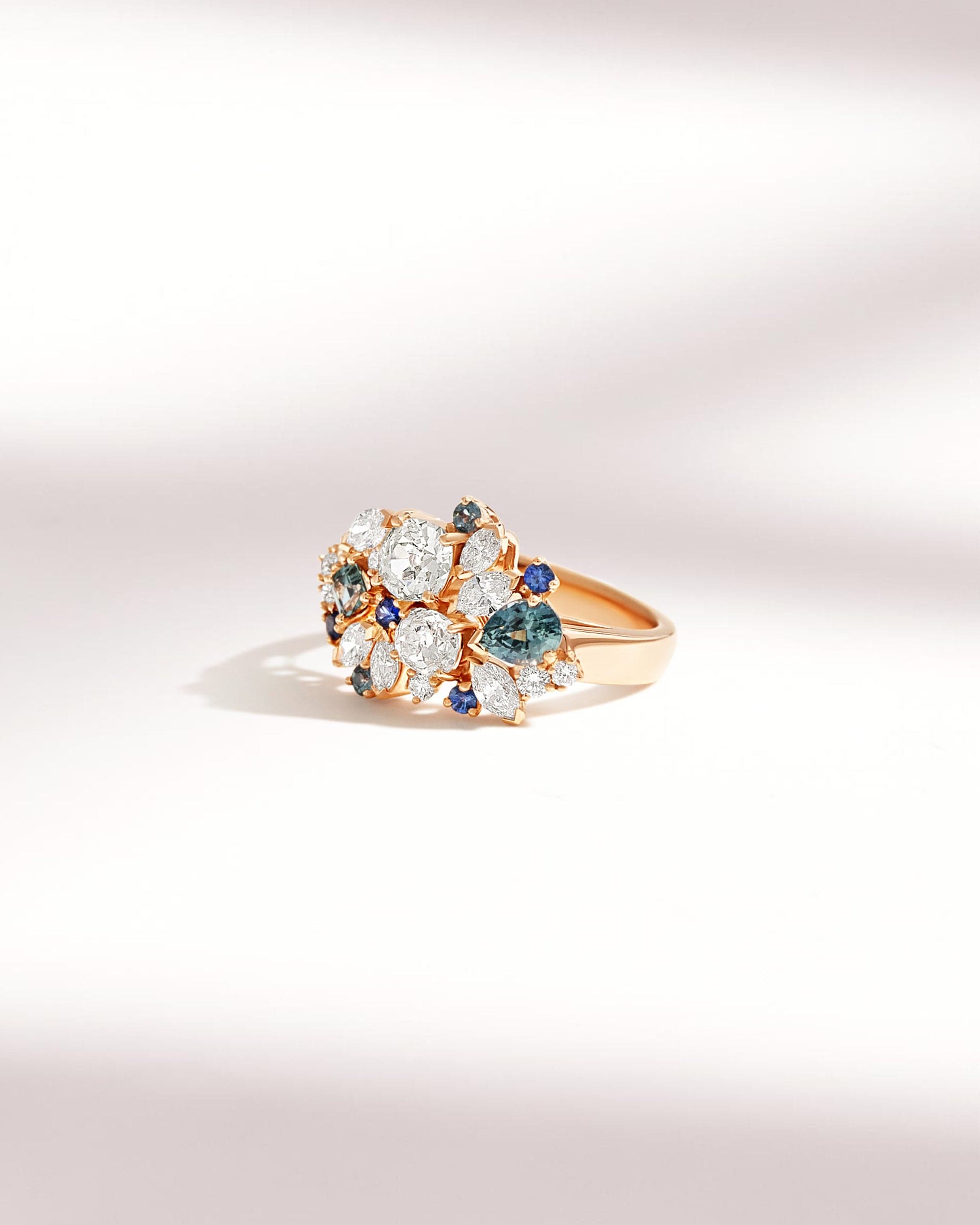 fiancailles saphirs et diamants florales