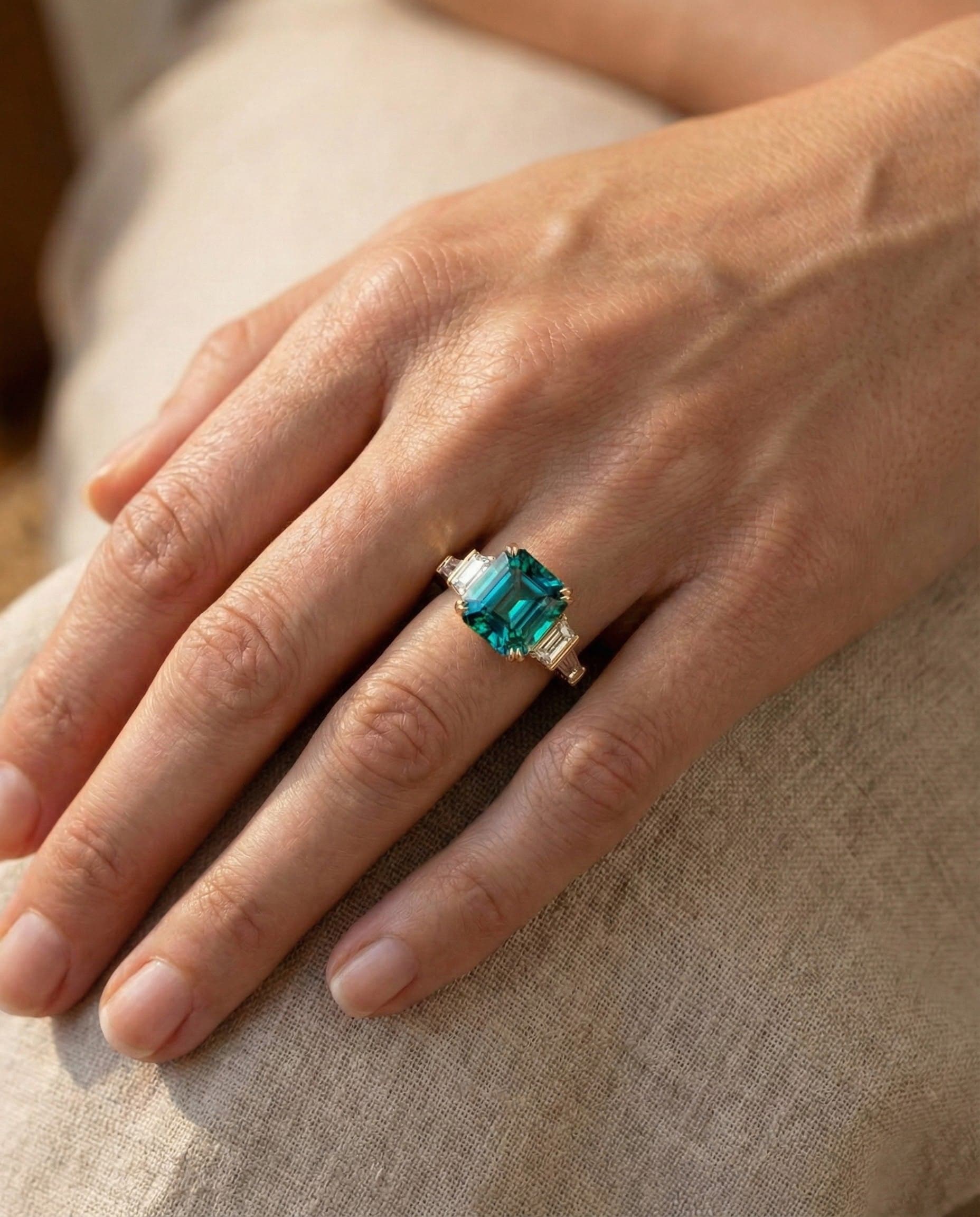 Bague de fiançailles avec Tourmaline d’Afghanistan