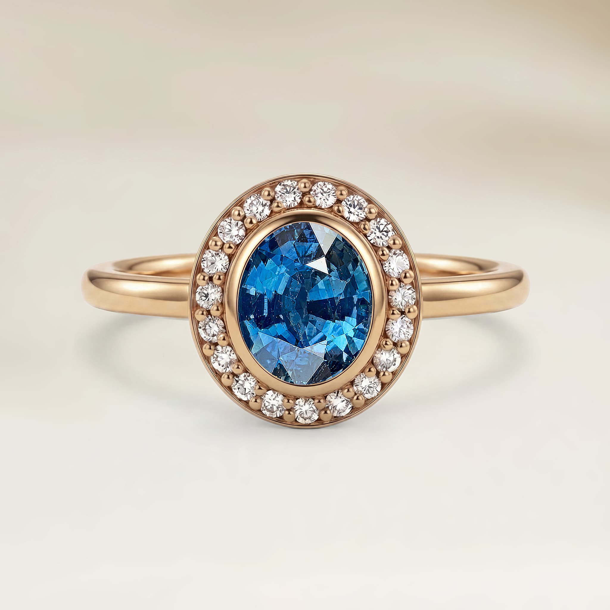 Bague Vintage Saphir Teal Ovale de 1,09ct