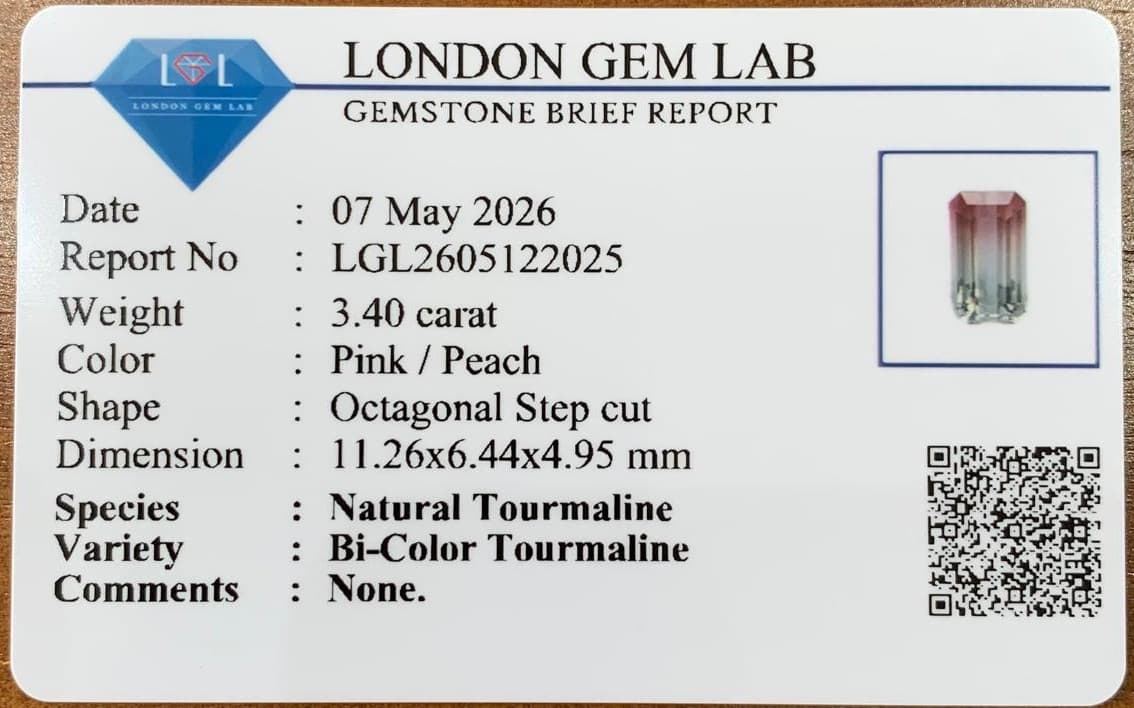 Bi-Color Tourmaline Rectangle 3.40ct