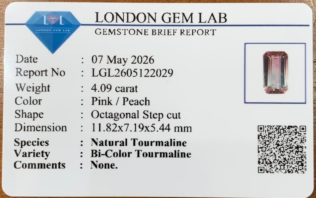 Bi-Color Tourmaline Rectangle 4.09ct