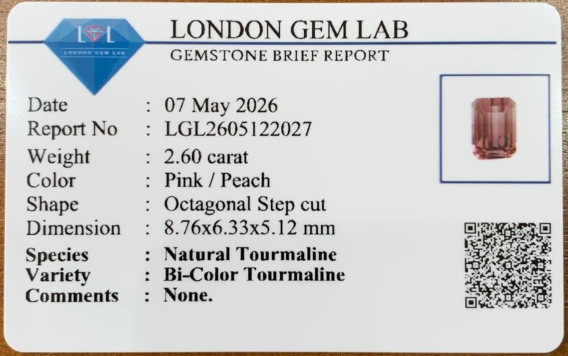 Bi-Color Tourmaline Rectangle 2.60ct