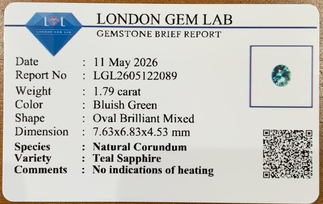 Teal-Saphir Oval 1,79 ct