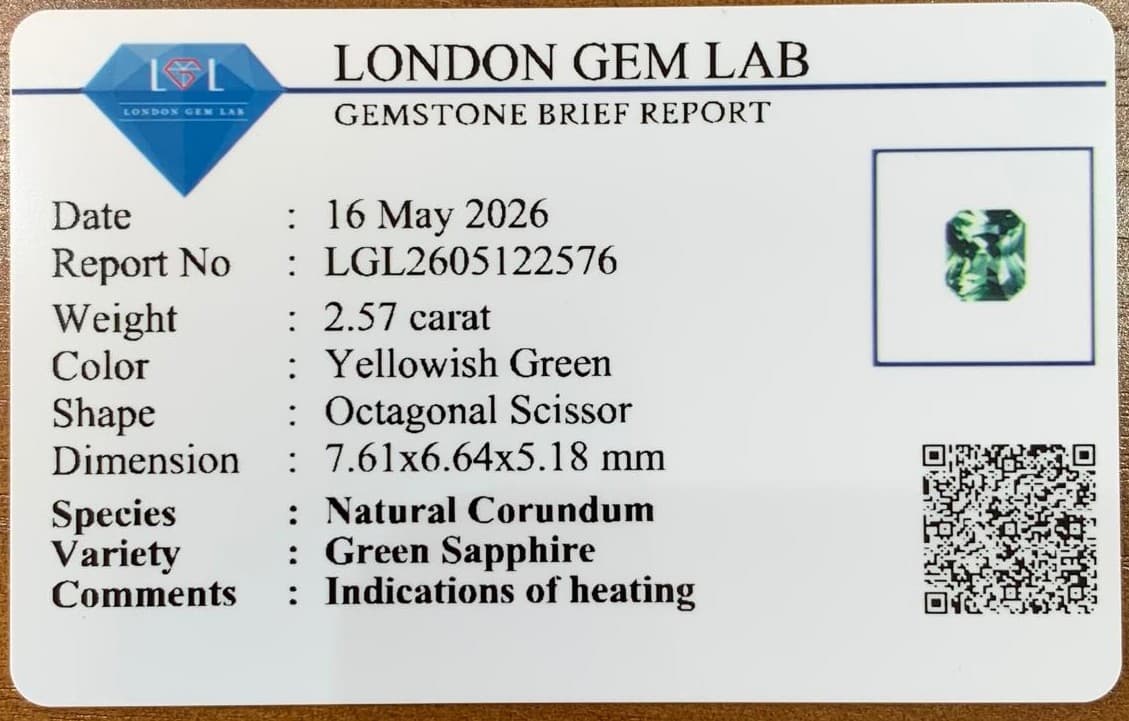 Grüner Saphir Radiant-Schliff 2,57 ct