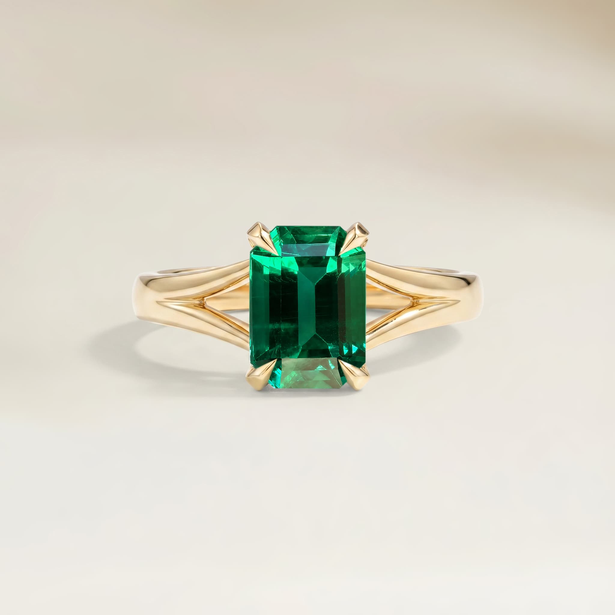 Rectangle Zambian Emerald Solitaire Ring 1.71ct