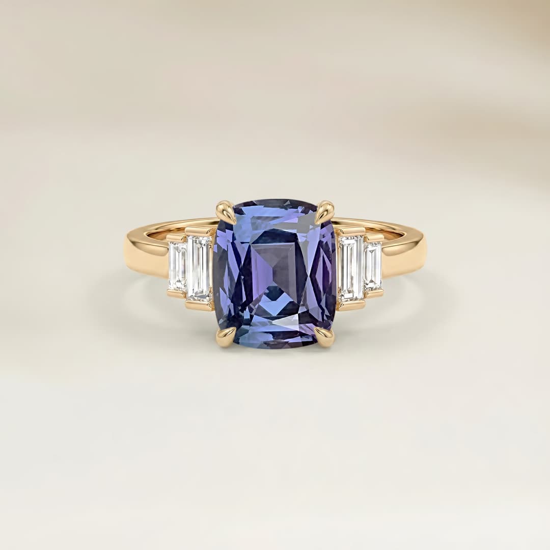 Ring Art Déco Bicolor-Saphir Kissenschliff 1,31 ct