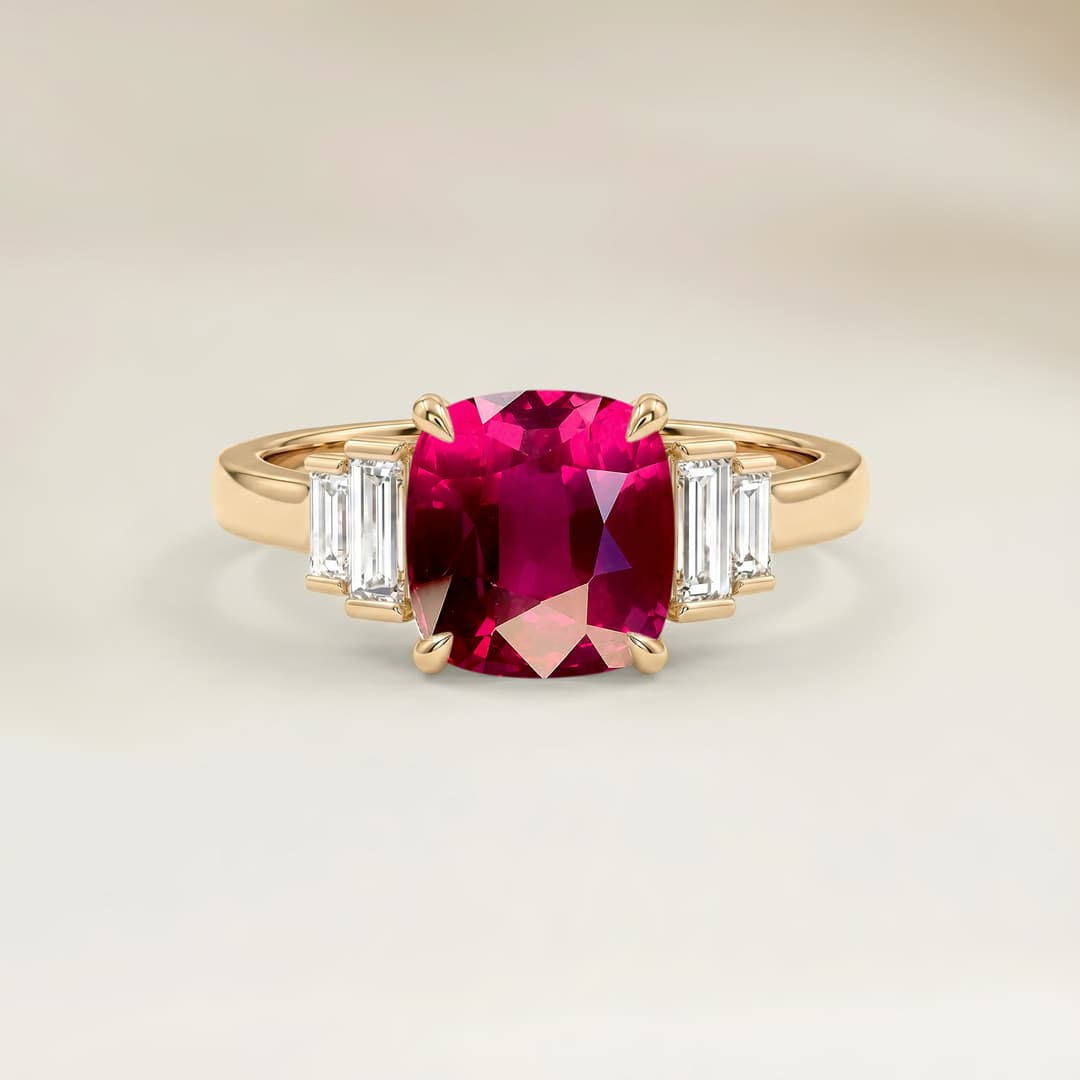 Art-Déco-Ring Saphir Kissenschliff 3,02 ct