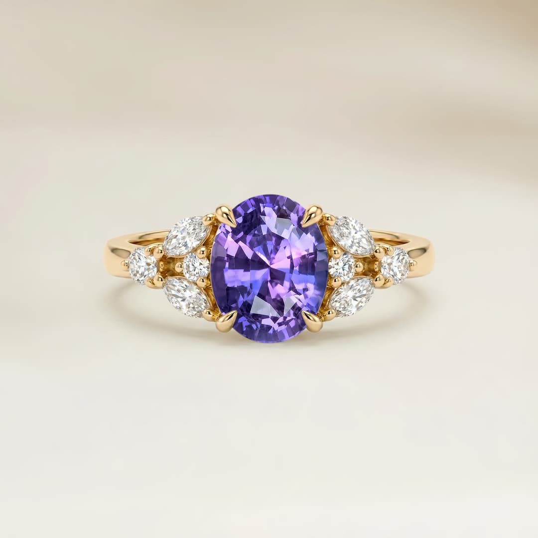 Ring Floral Violetter Saphir Oval 1,65 ct