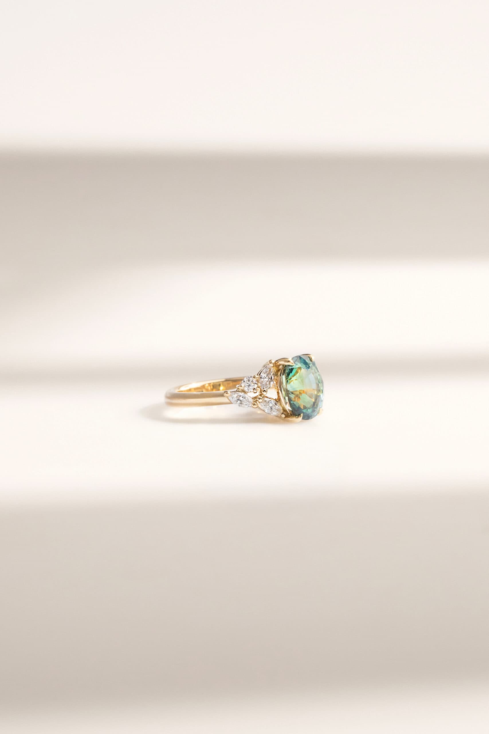 bague fiancailles saphir teal vert