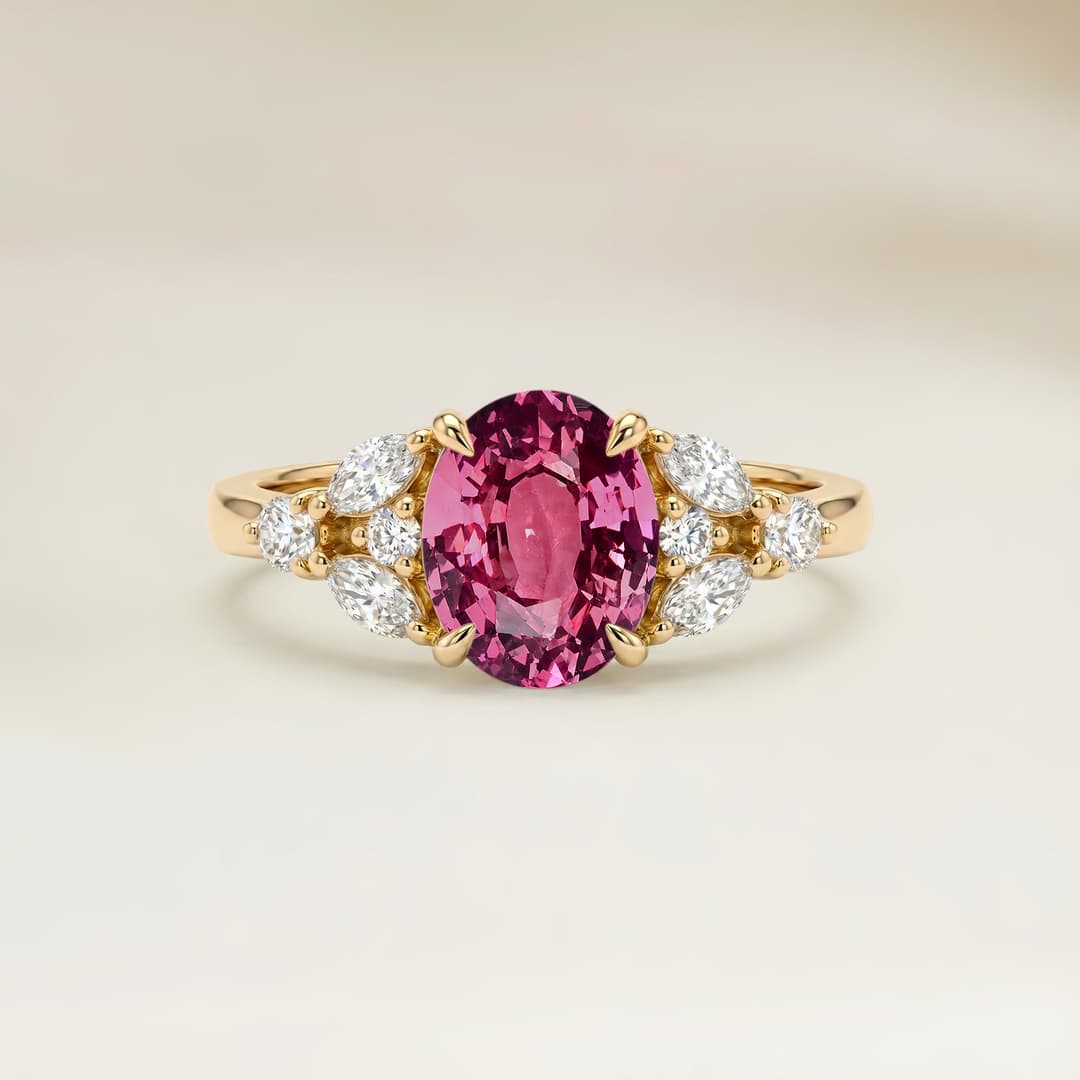 Ring Floral Padparadscha-Saphir Oval 1,01 ct