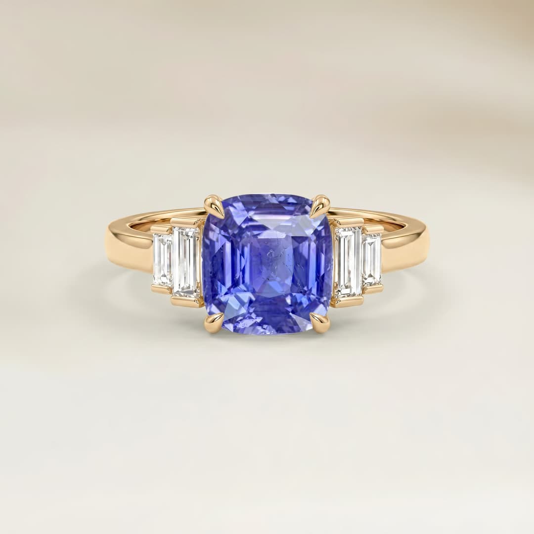 Ring Art Déco Violetter Saphir Kissenschliff 1,54 ct