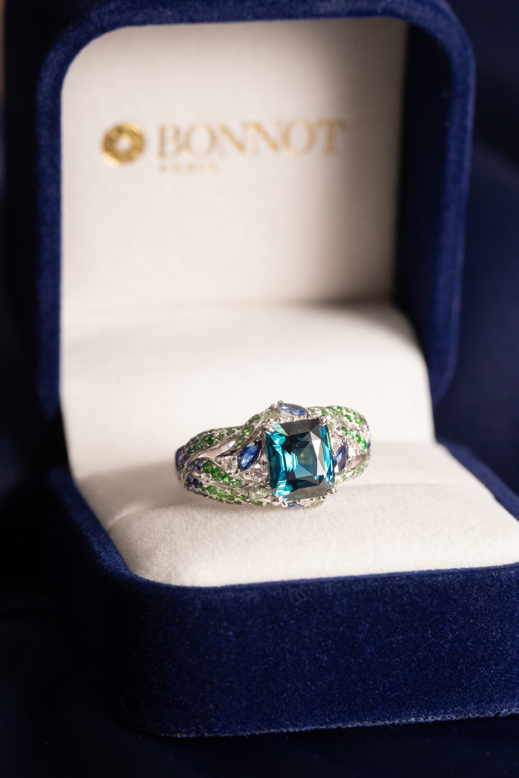Bague saphir teal, 3,03 ct
