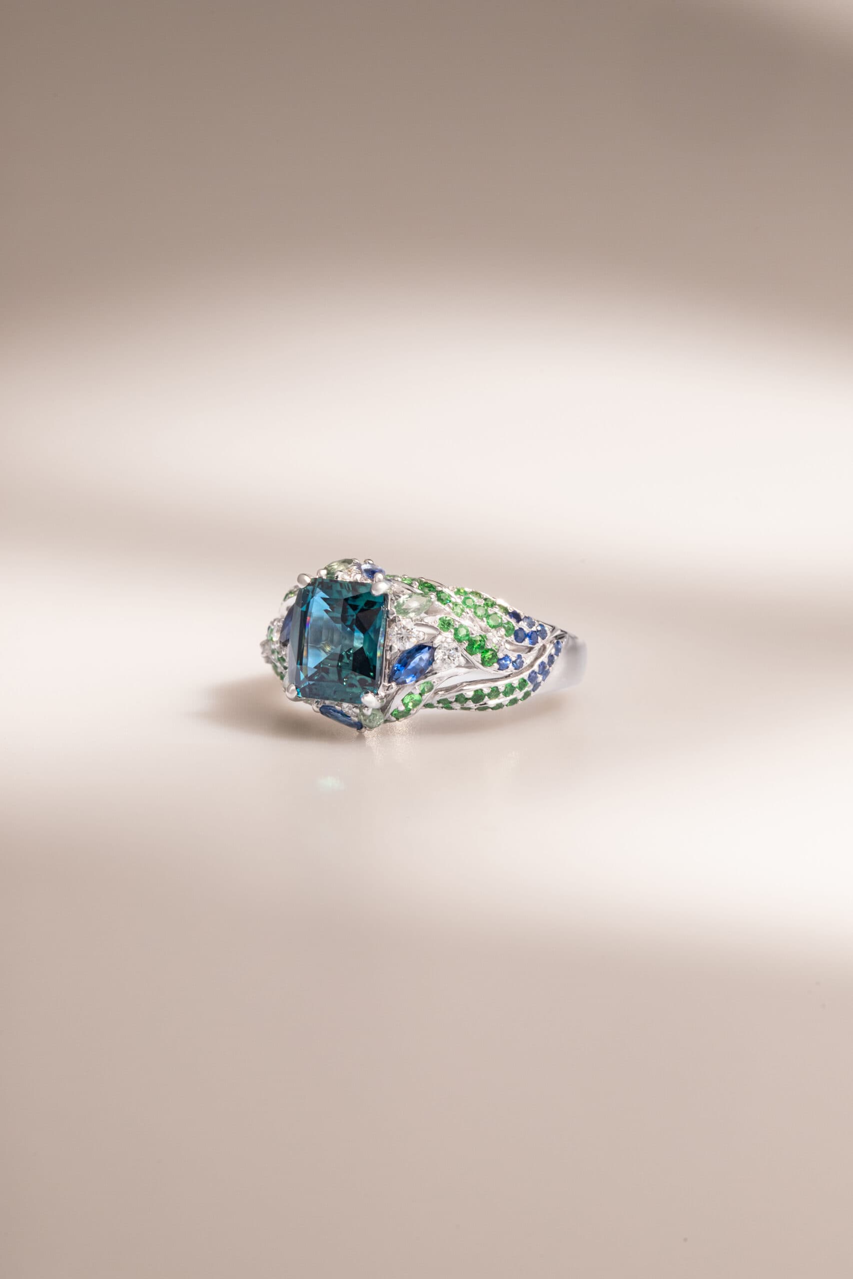 Bague saphir teal, 3,03 ct