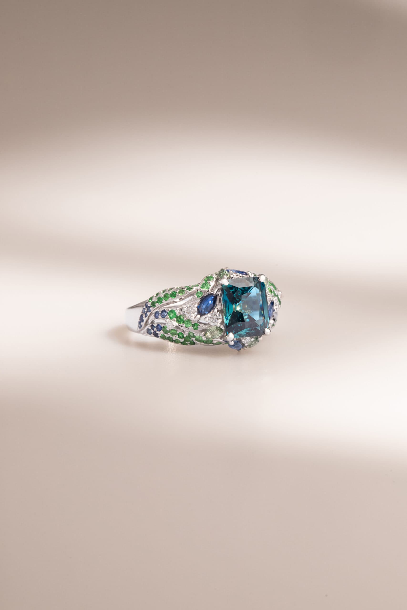 Bague saphir teal, 3,03 ct