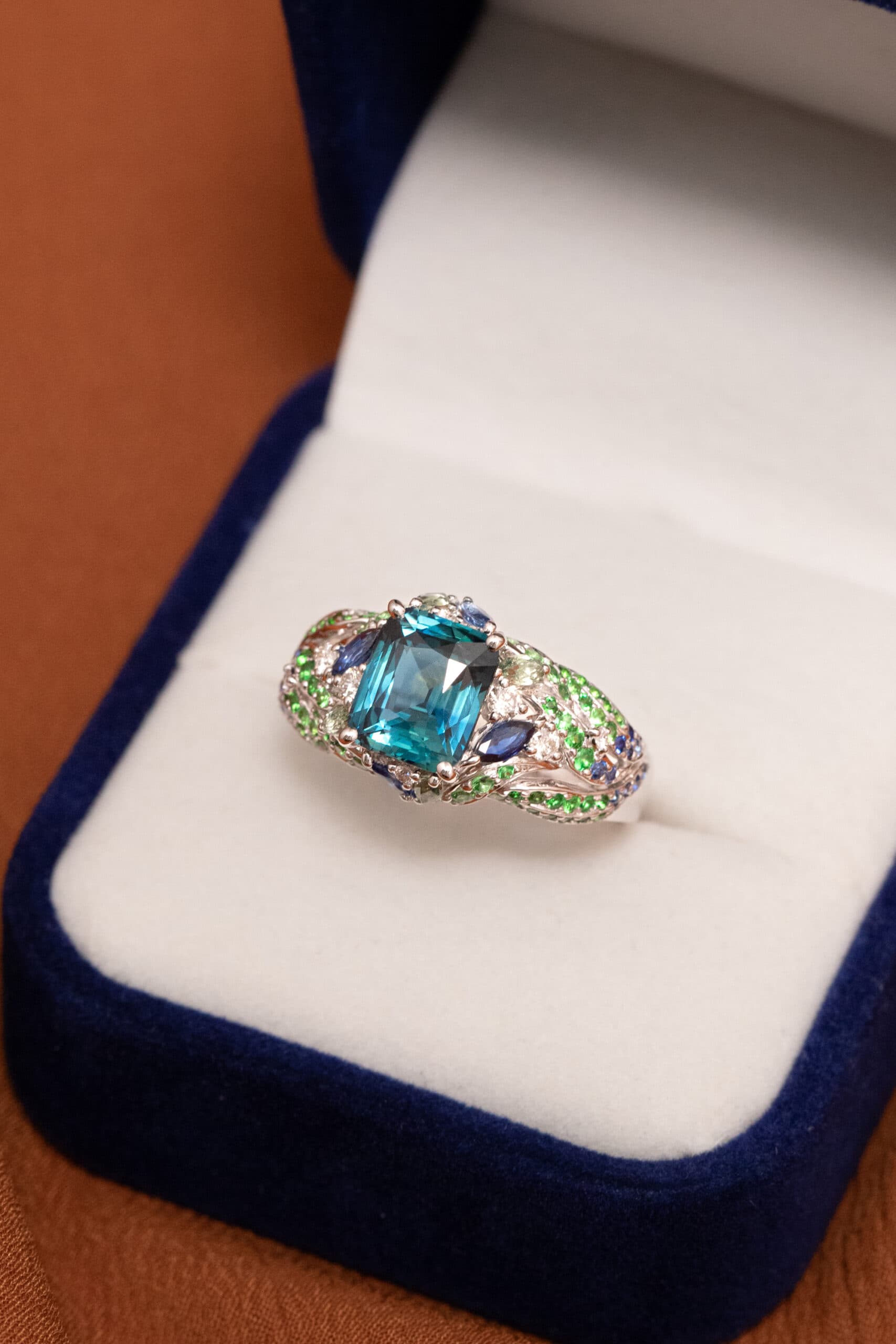 Bague saphir teal, 3,03 ct