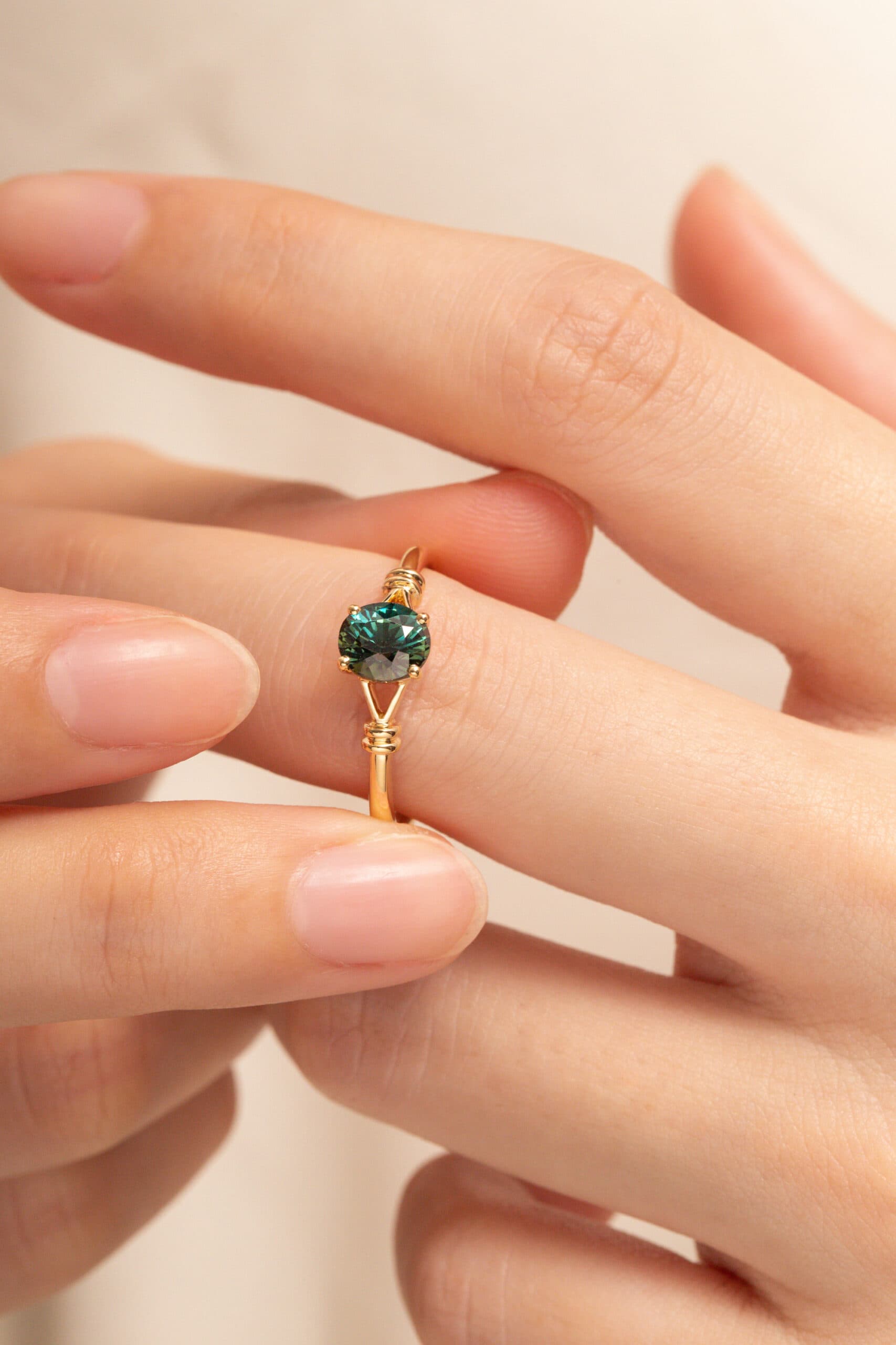 Bague saphir teal, 1,19 ct