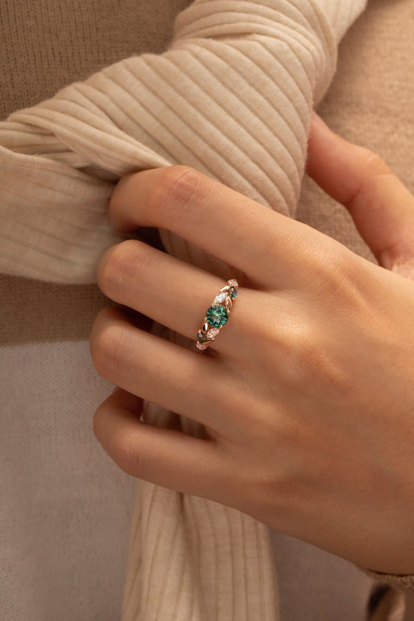 Bague saphir teal, 1,20 ct