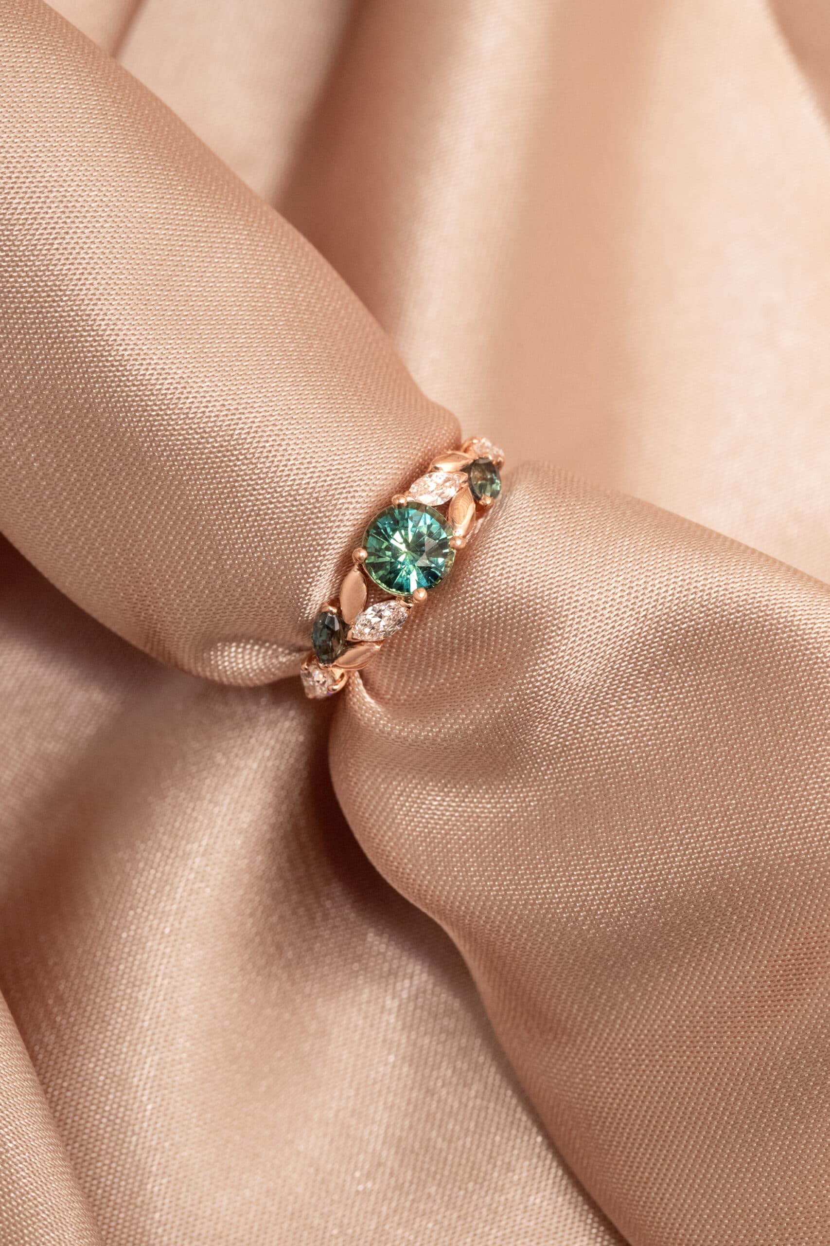 Bague saphir teal, 1,20 ct