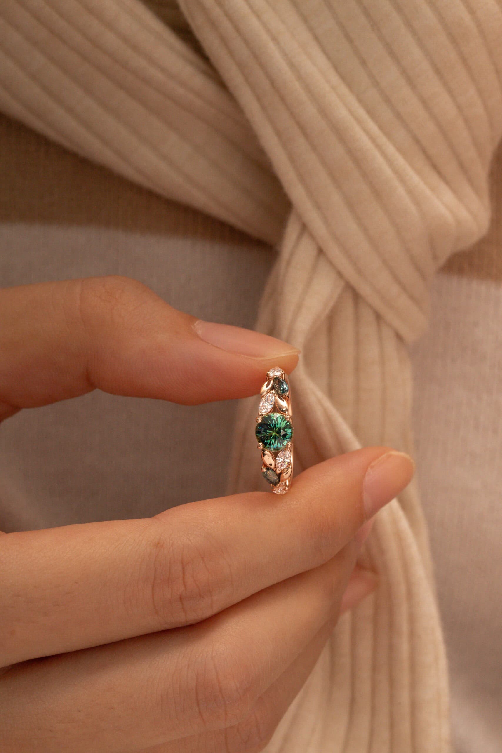 Bague saphir teal, 1,20 ct