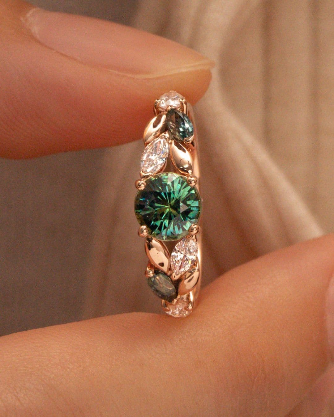 Bague de fiançailles avec Saphir Teal
