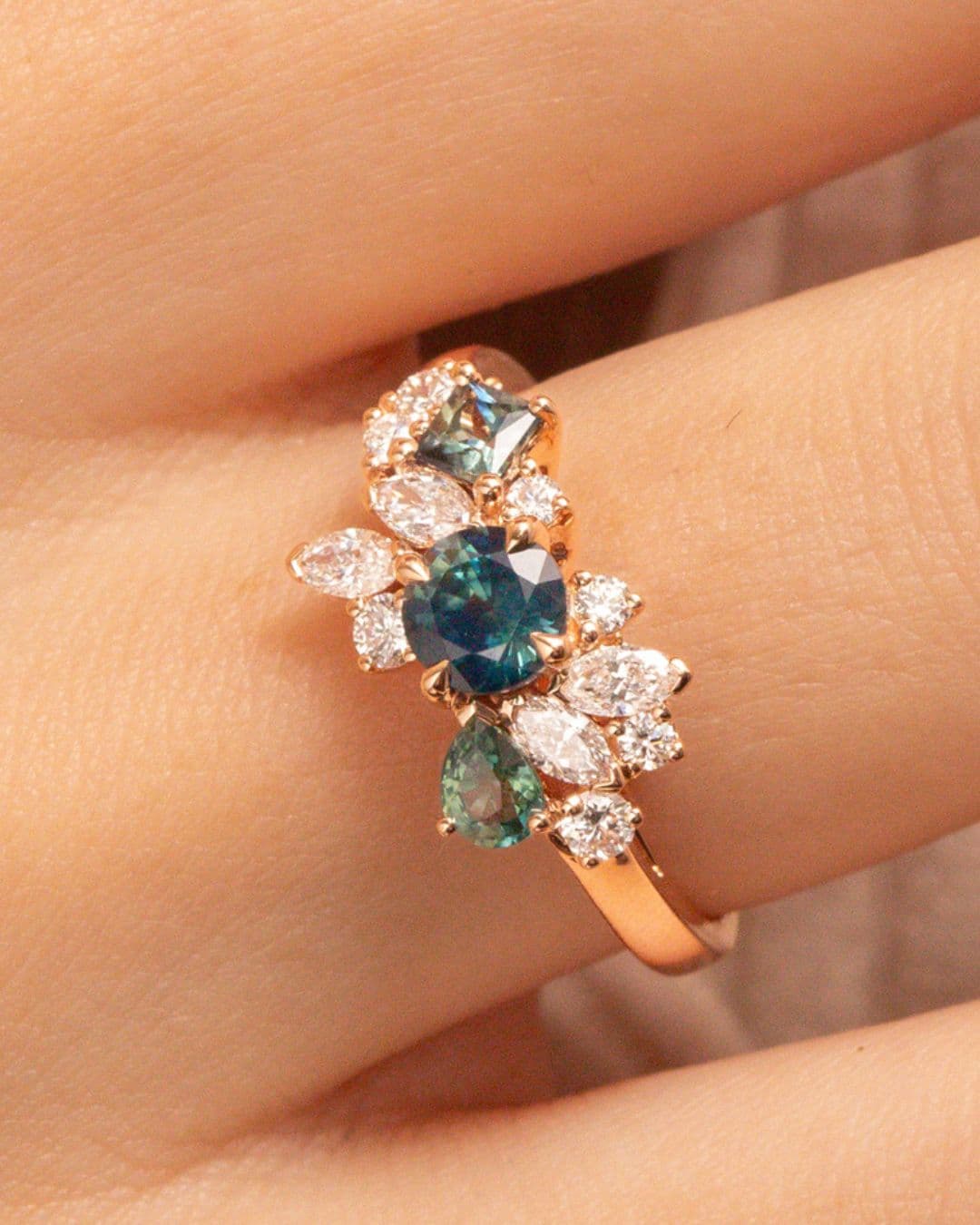 Bague de fiançailles avec Saphir Teal