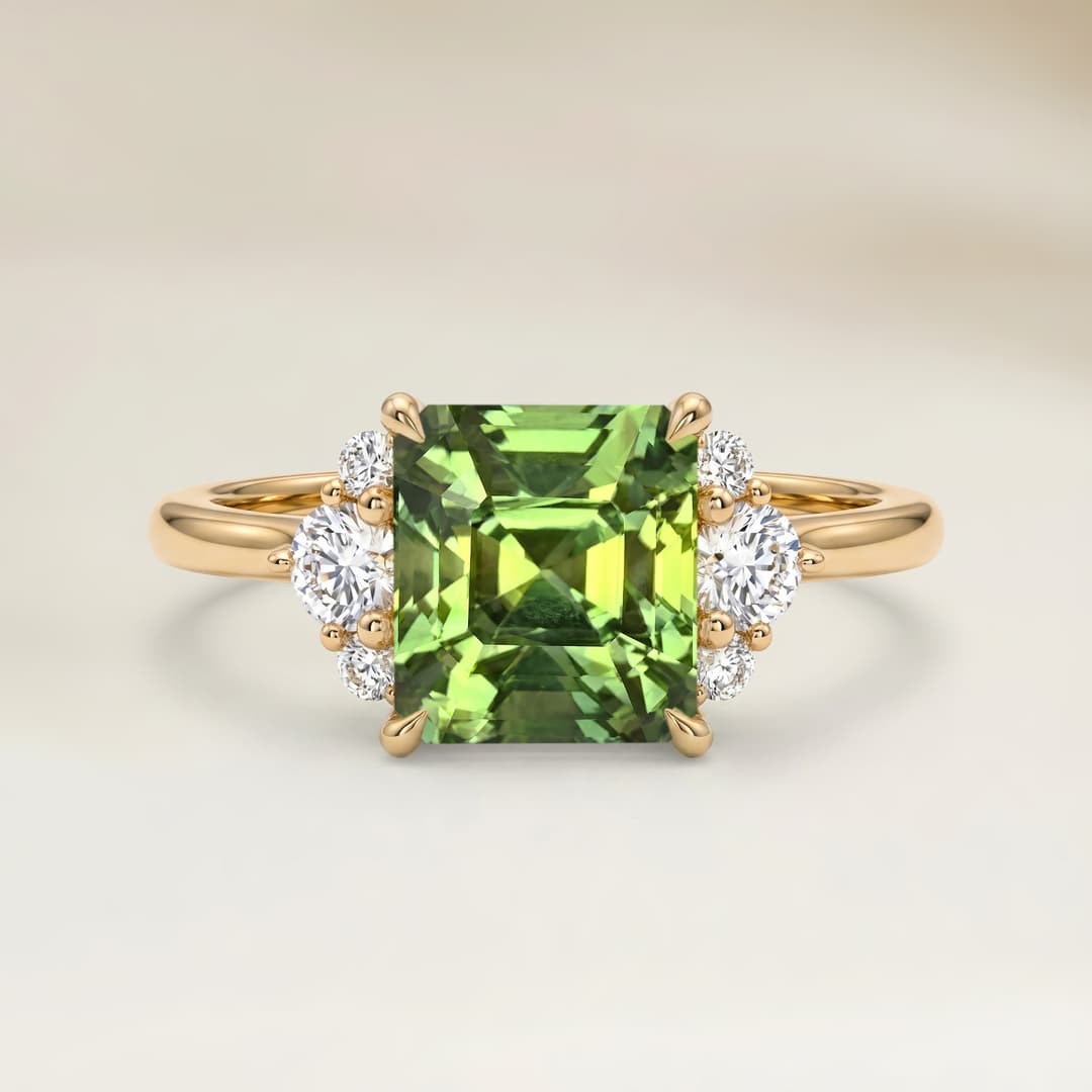 Ring Schulter-Fassung Grüner Saphir Rechteck 2,56 Kt