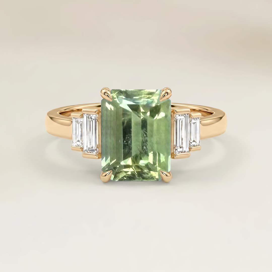 Art Deco Ring with 0.70ct Rectangle Tourmaline