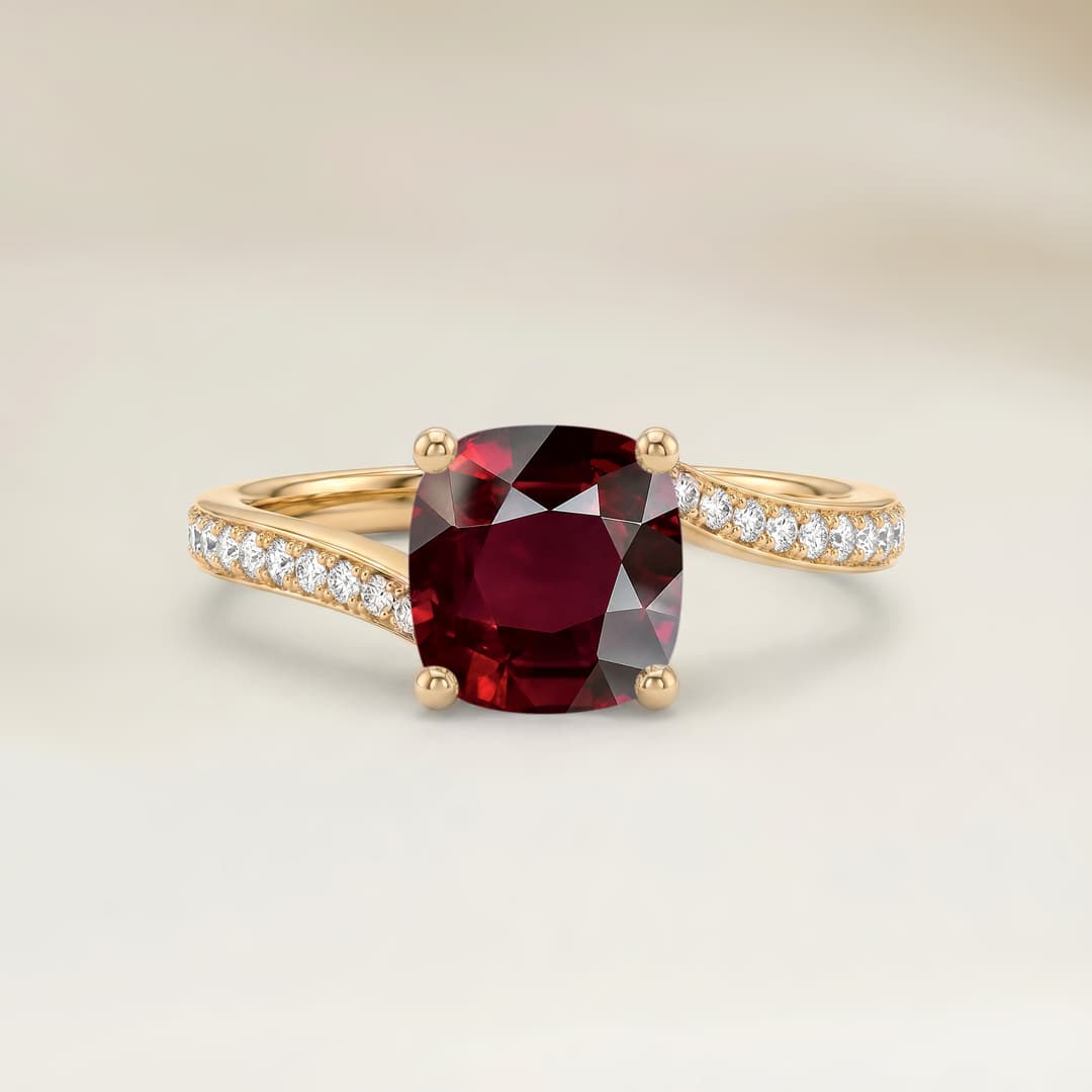 Anillo Solitario Rubí de Mozambique Cojín de 1,63 ct