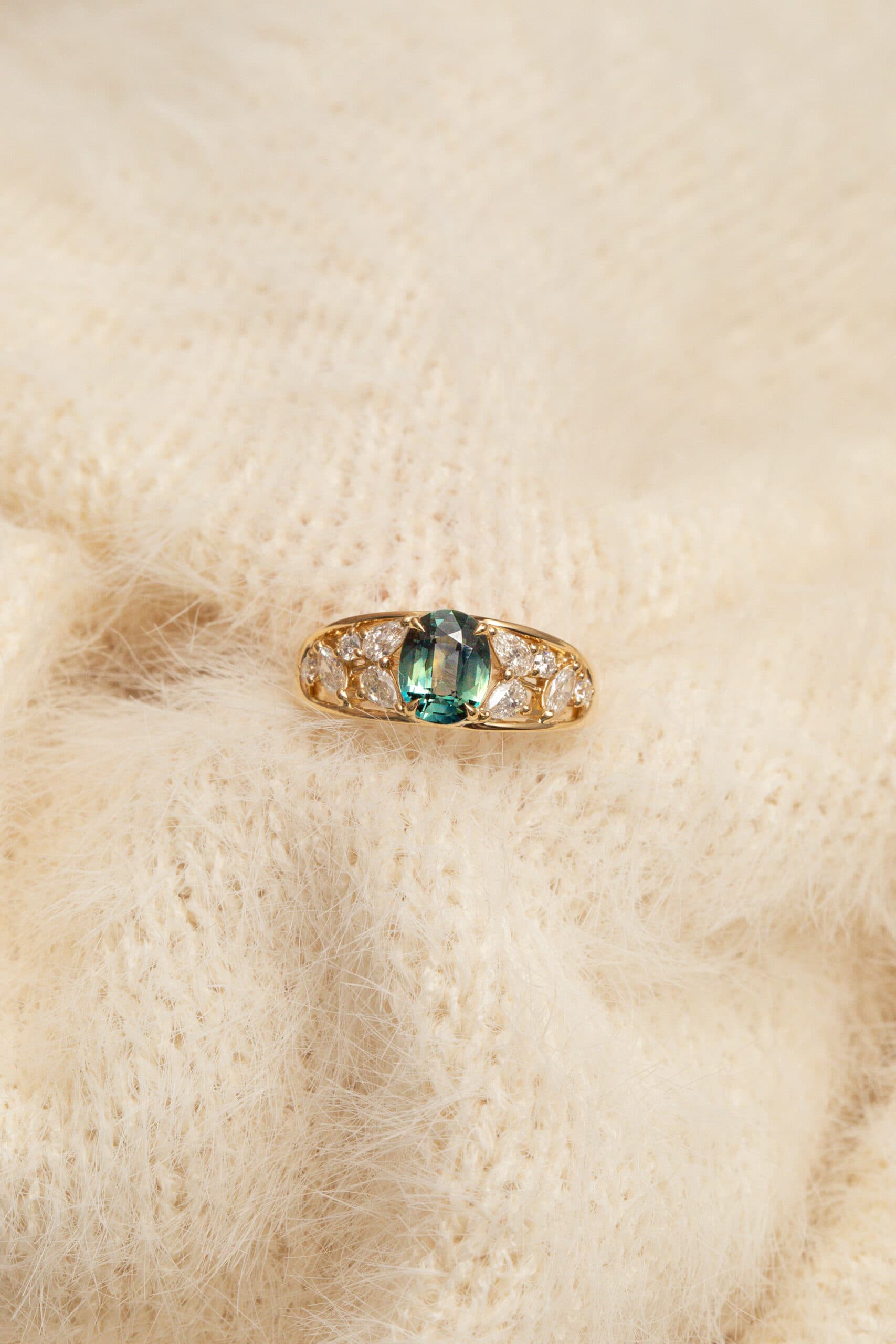 bague bandeau saphir teal diamants bonnot paris