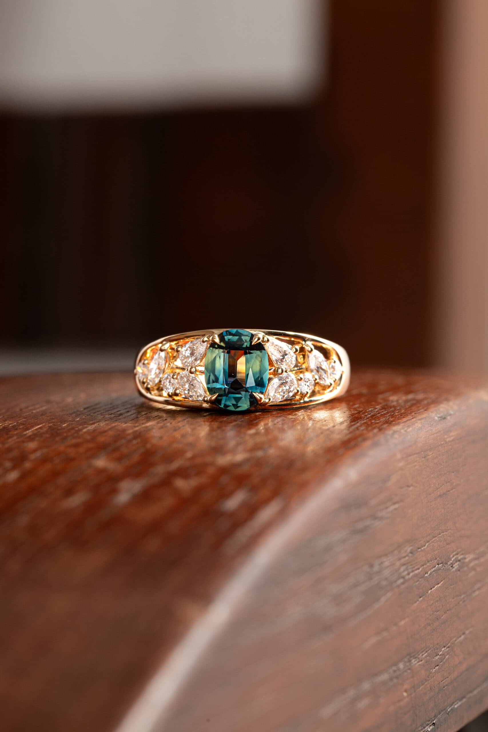 bague bandeau saphir teal diamants bonnot paris