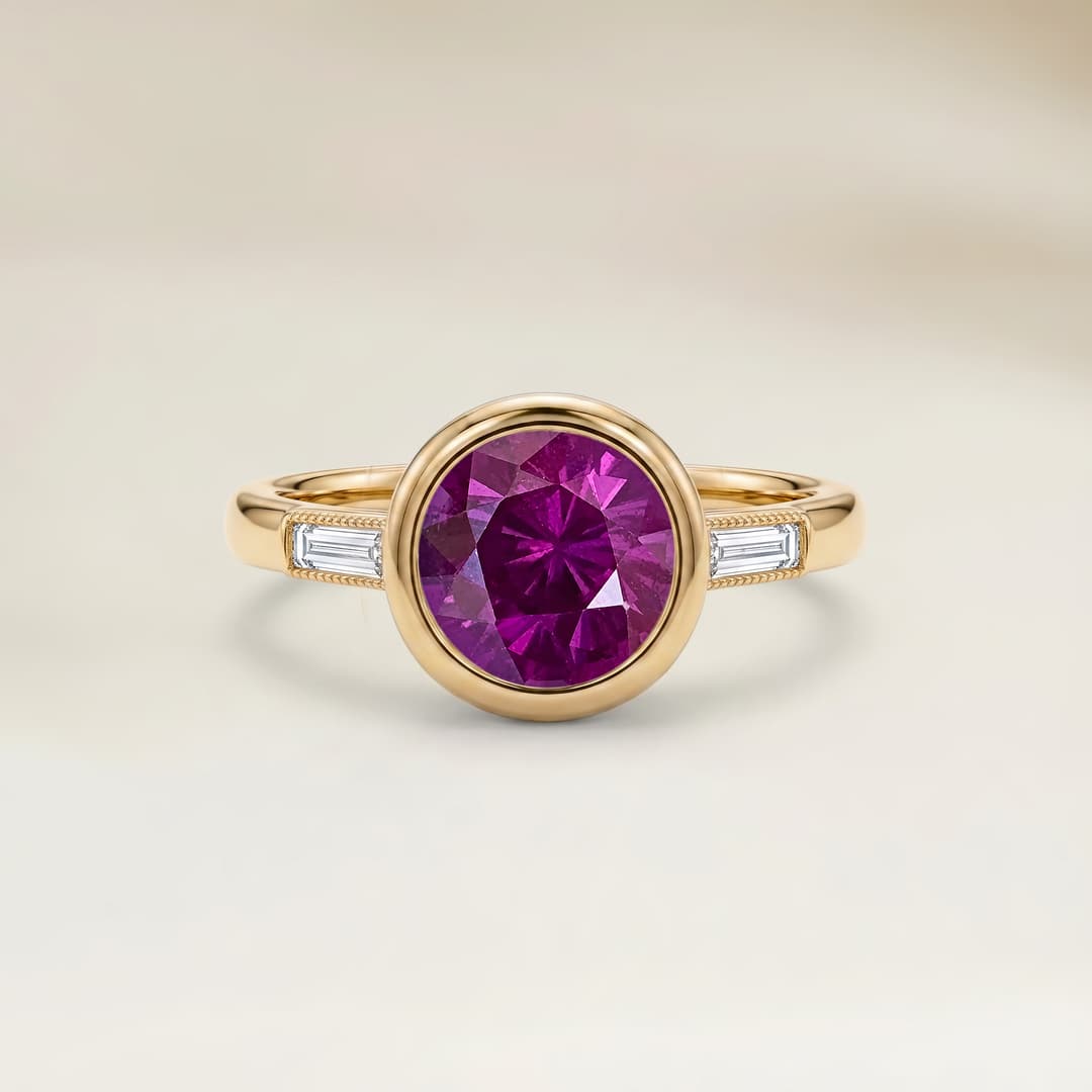 Shoulder-Set Round Pink Sapphire Ring 1.50ct