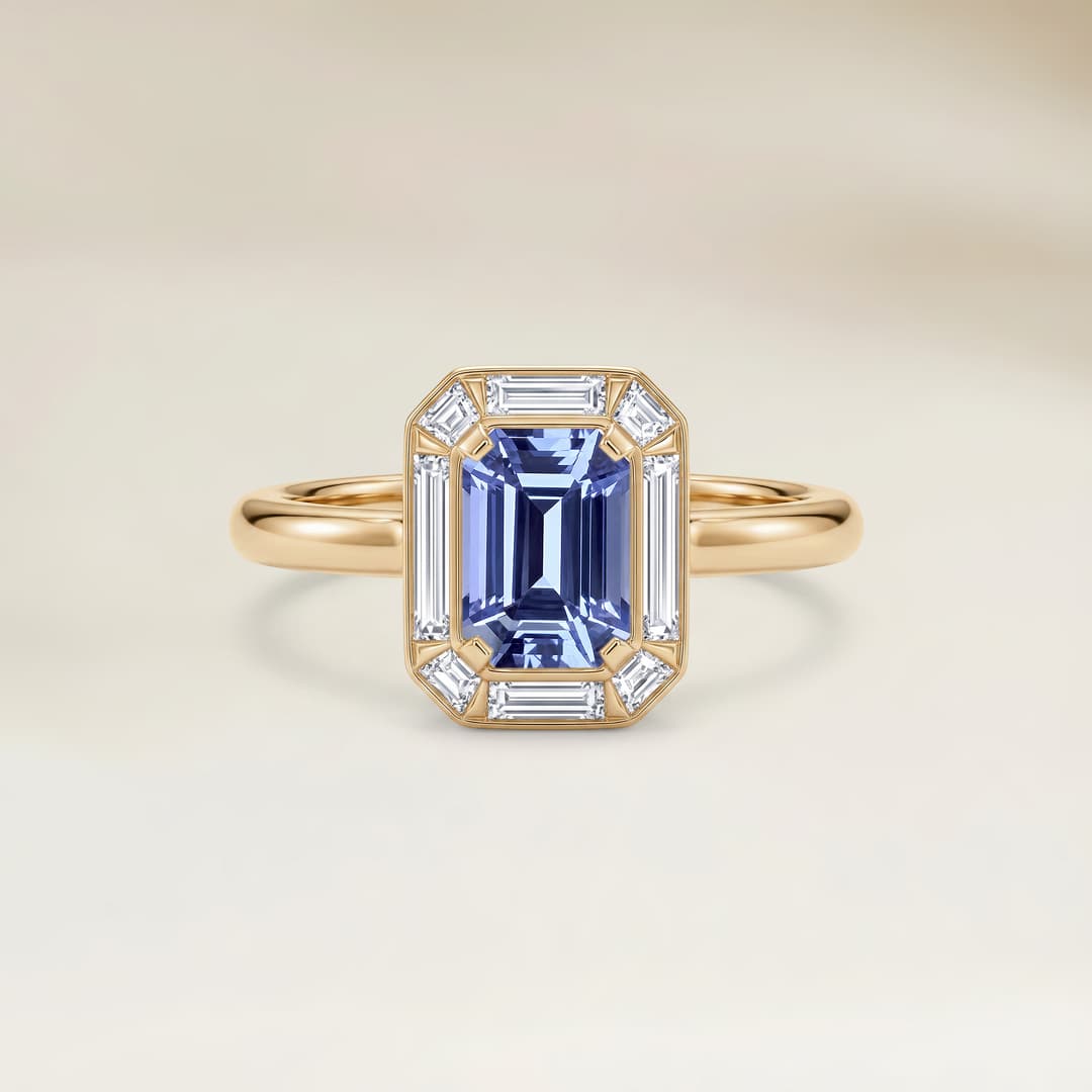 Art Deco 1.84ct Rectangular Blue Sapphire Ring