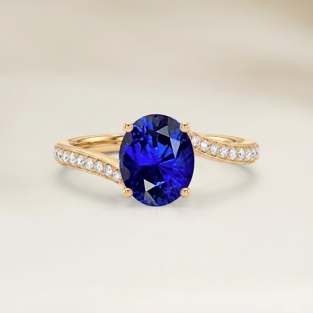 Solitärring mit ovalem blauem Saphir von 1,55 ct