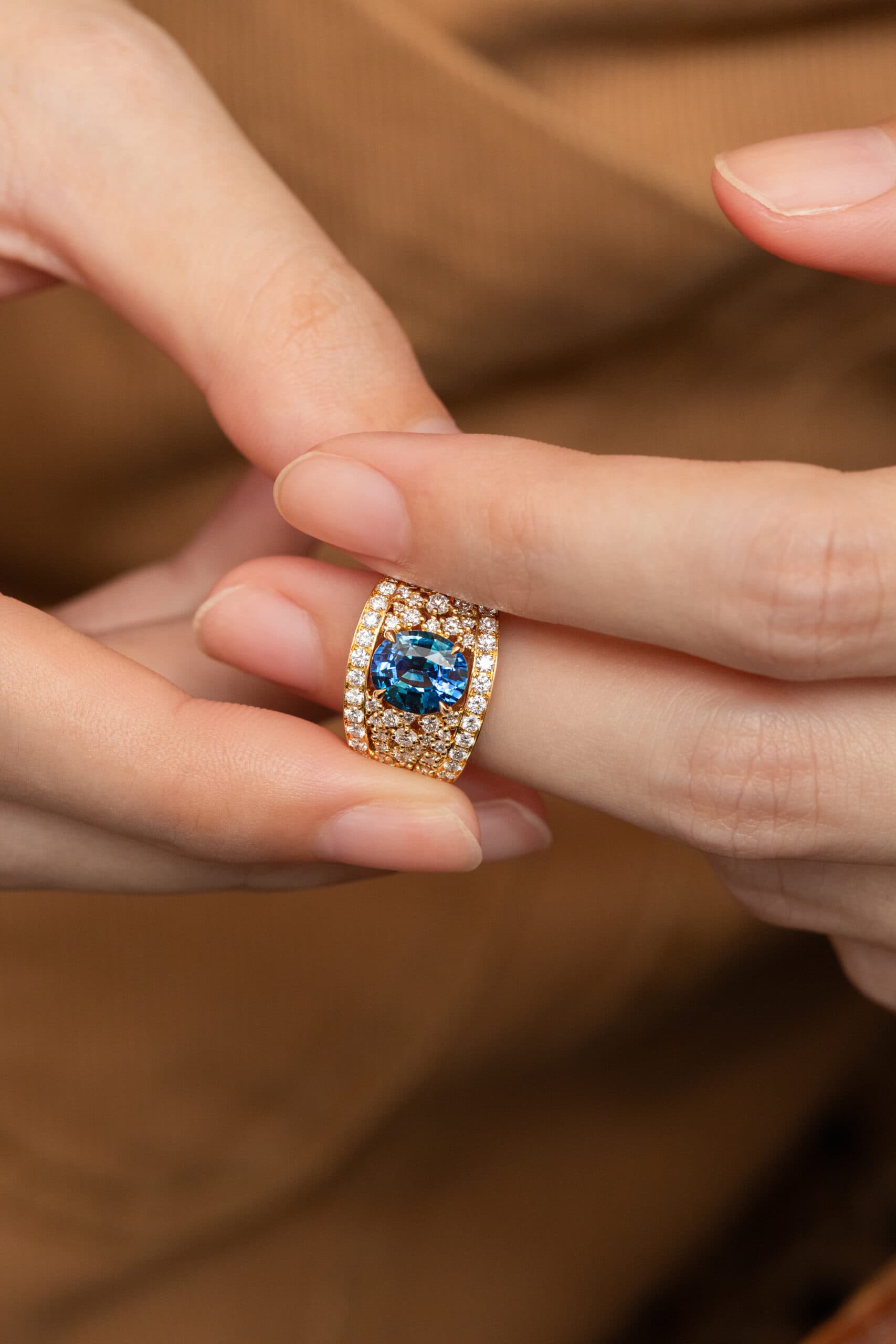 Bague saphir teal 2,04ct non-chauffe Or jaune