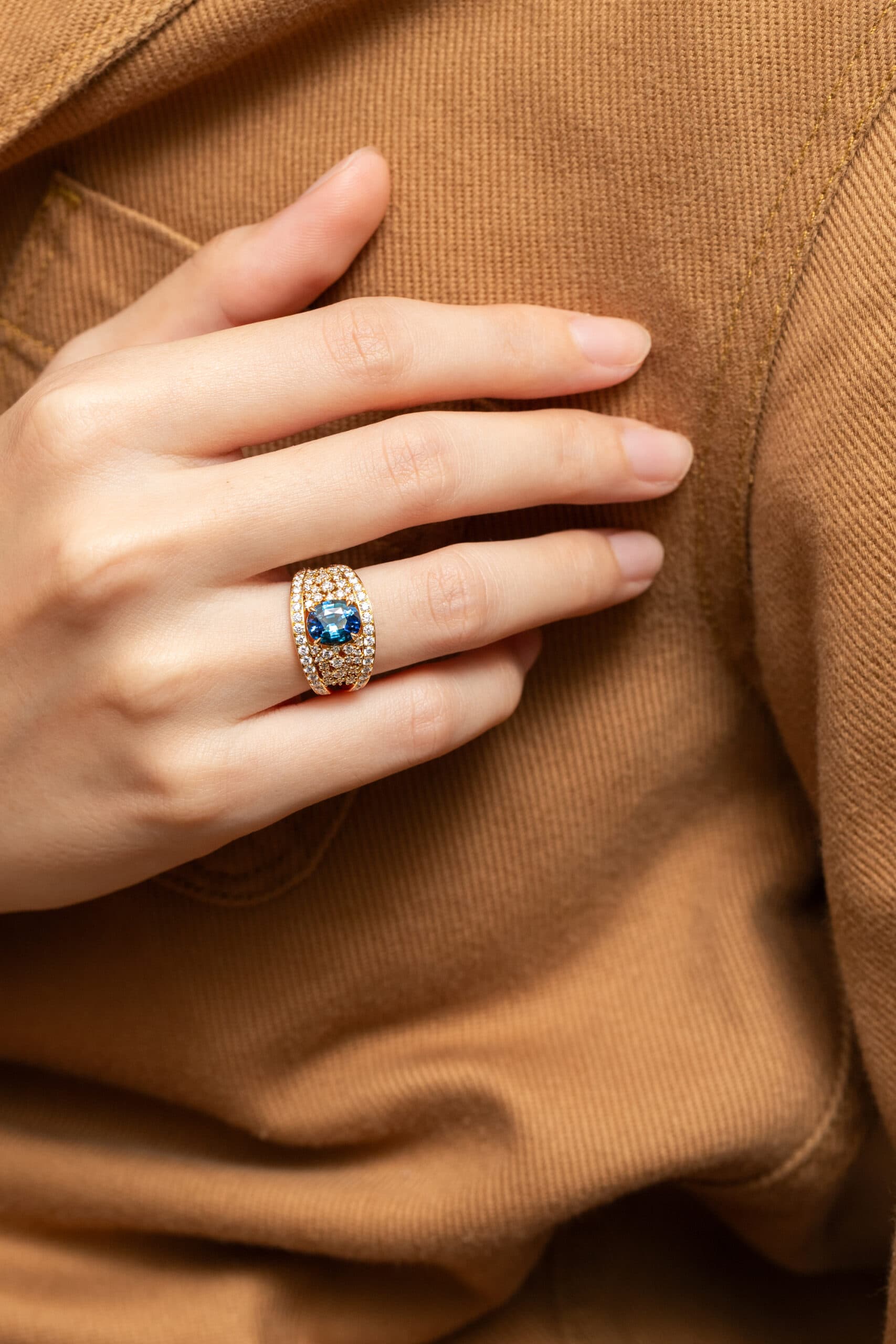 Bague saphir teal 2,04ct non-chauffe Or jaune