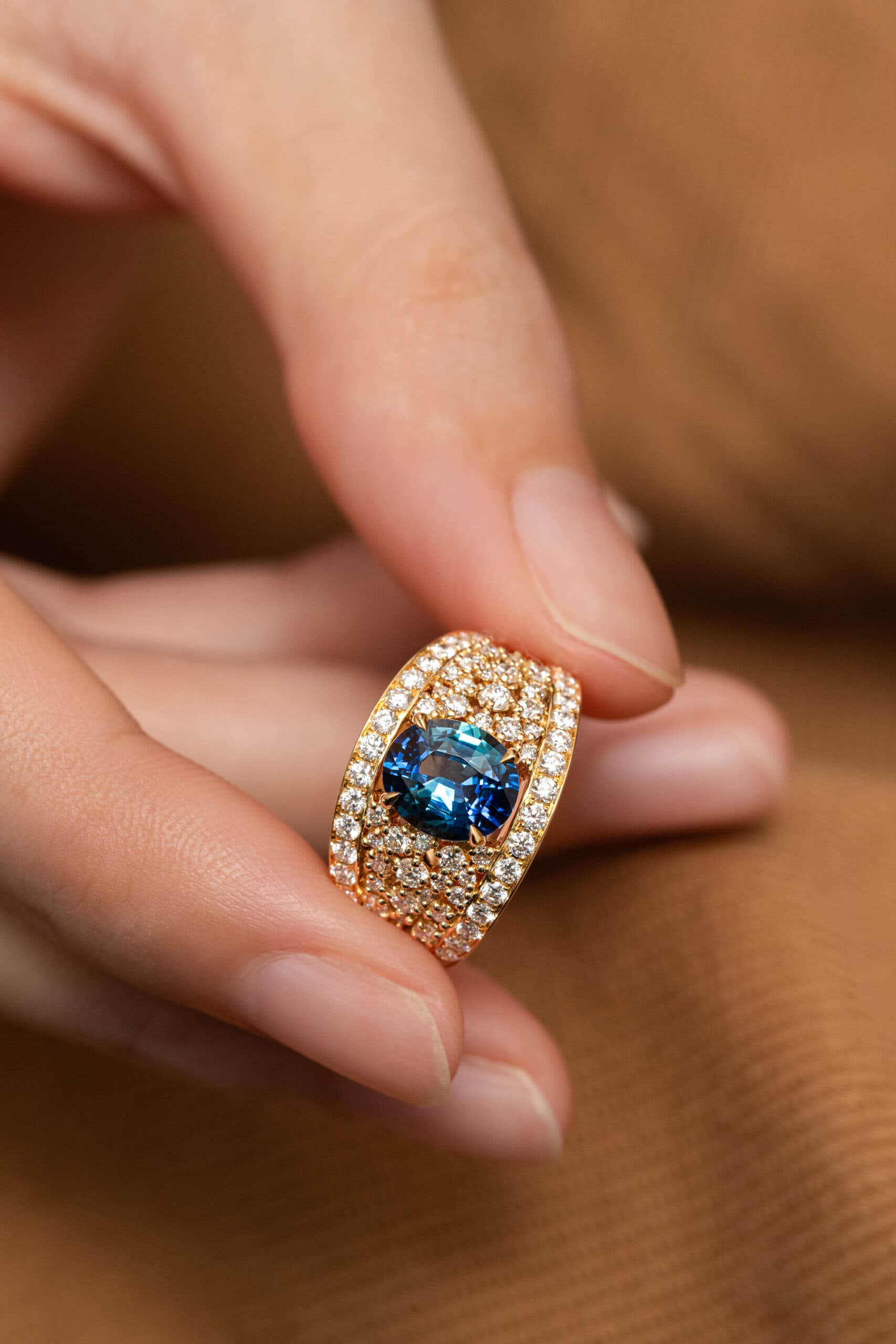 Bague saphir teal 2,04ct non-chauffe Or jaune
