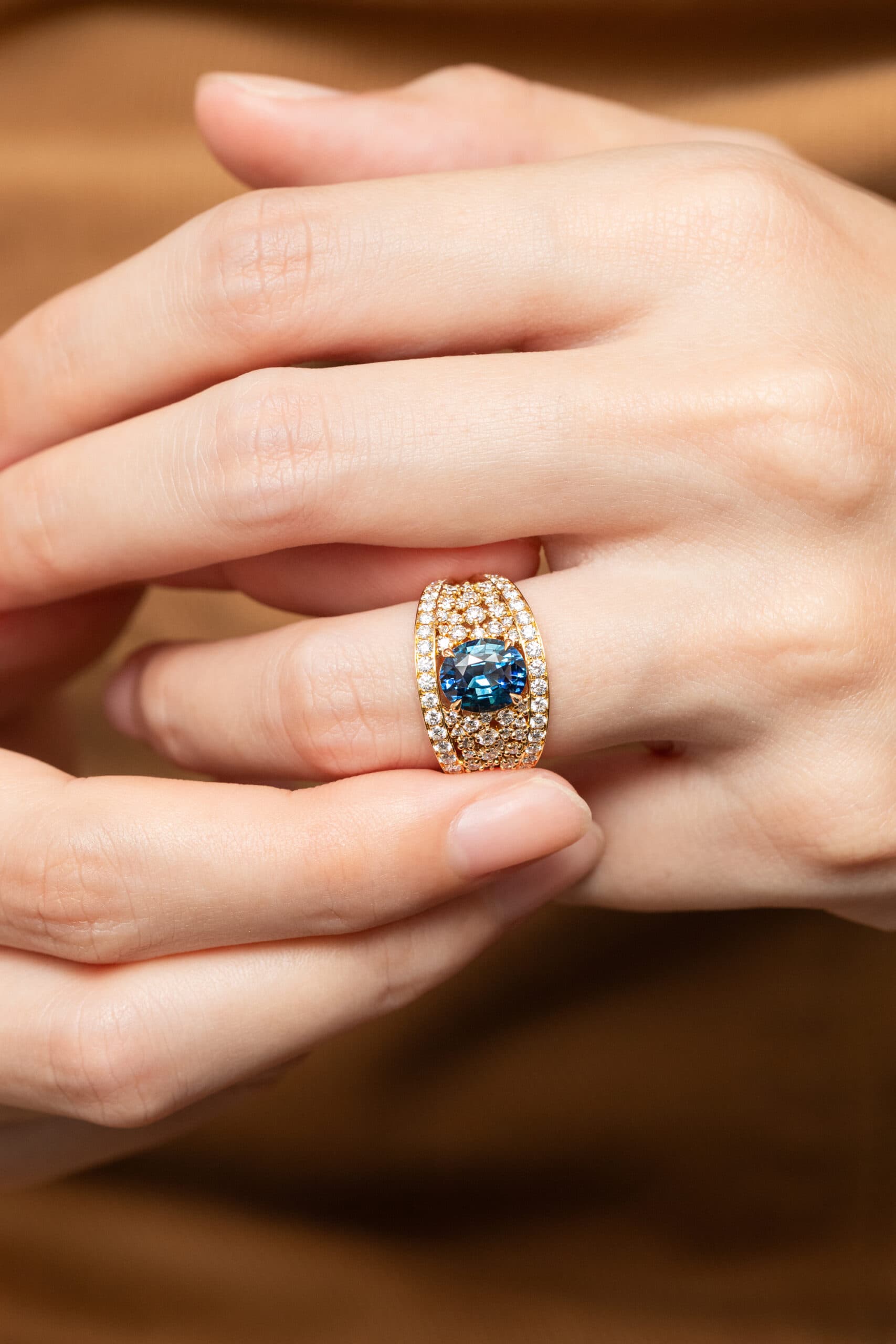 Bague saphir teal 2,04ct non-chauffe Or jaune