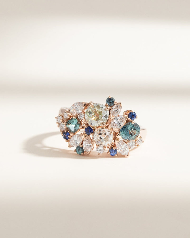 Bague de fiançailles avec Diamants et Saphirs