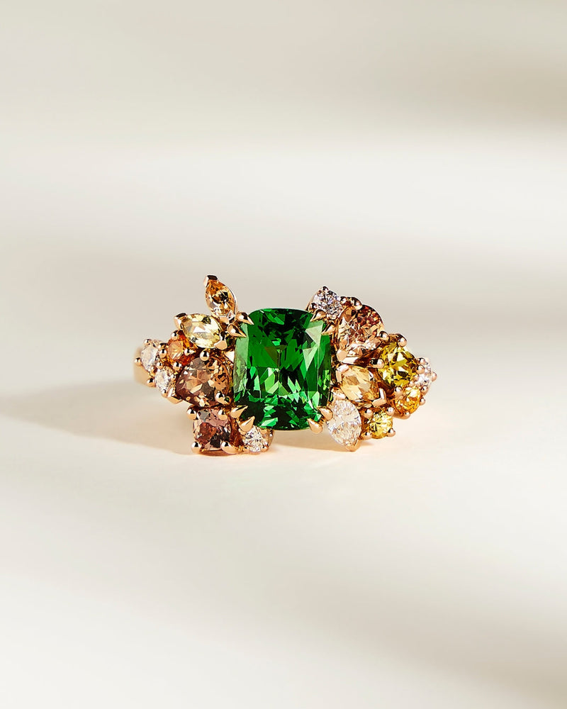 Bague de fiançailles avec Grenat Tsavorite