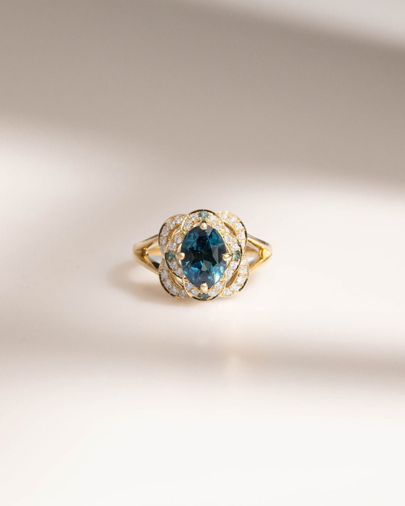 Bague de fiançailles avec Saphir Teal