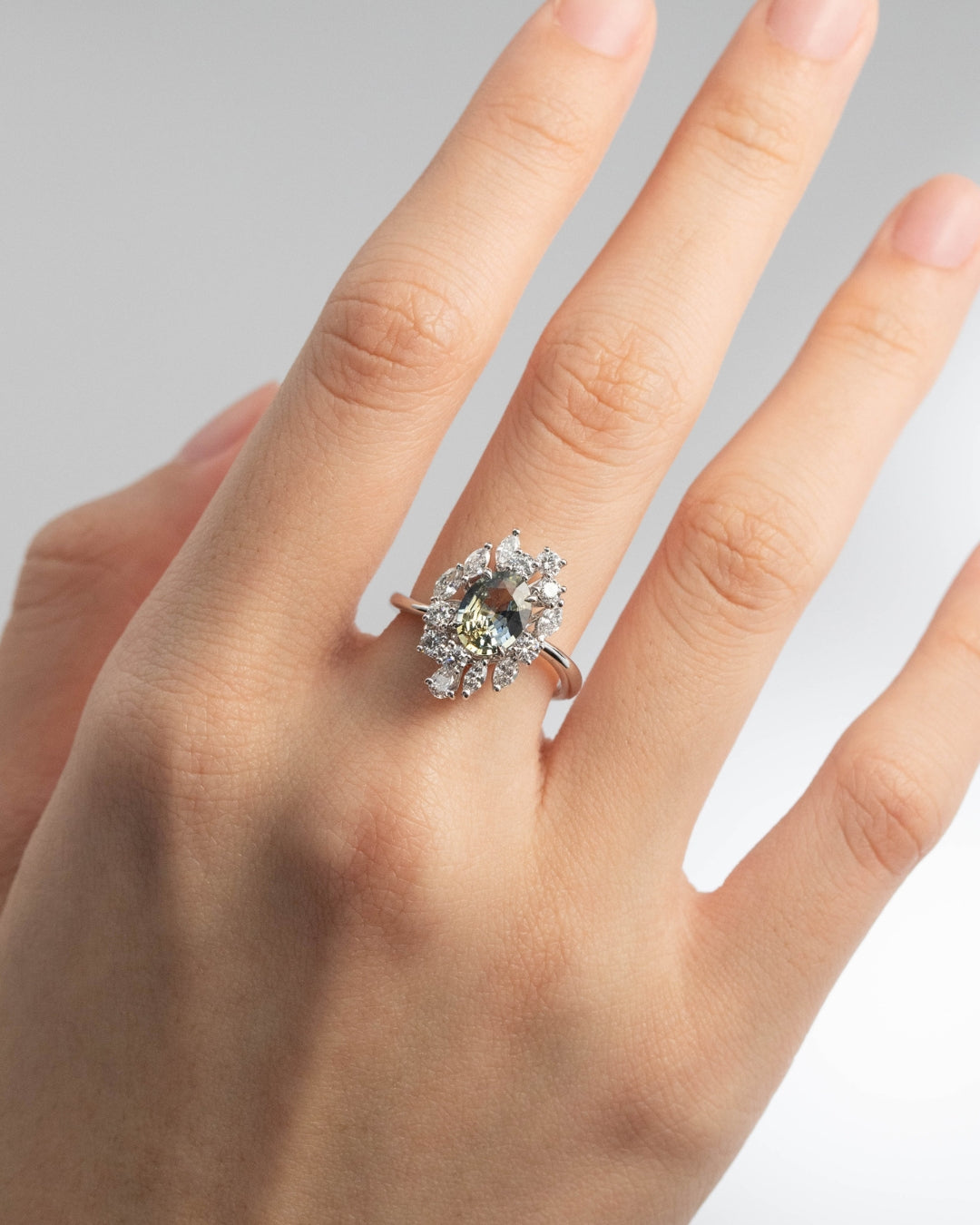 Two-tone sapphire and white gold ring