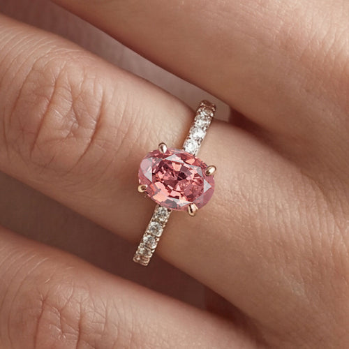 Bague d'anniversaire avec Saphir Padparadscha